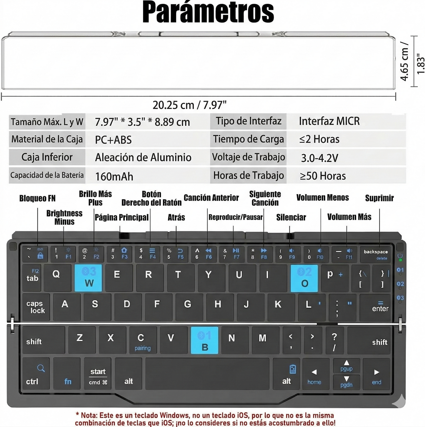 TECLADO PLEGABLE B.O.W 3-EN-1 - Teclado plegable premium para máxima productividad móvil.
