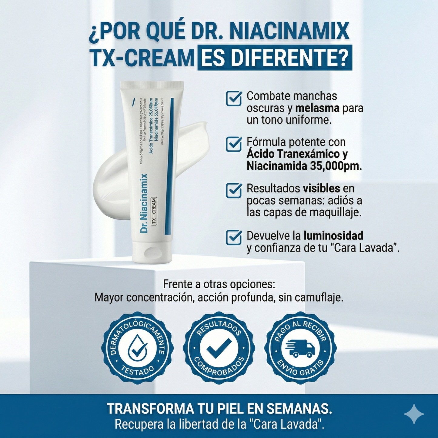 DR. NIACINAMIX TX-CREAM:Tu Piel Radiante y Sin Manchas 100% Efectivo