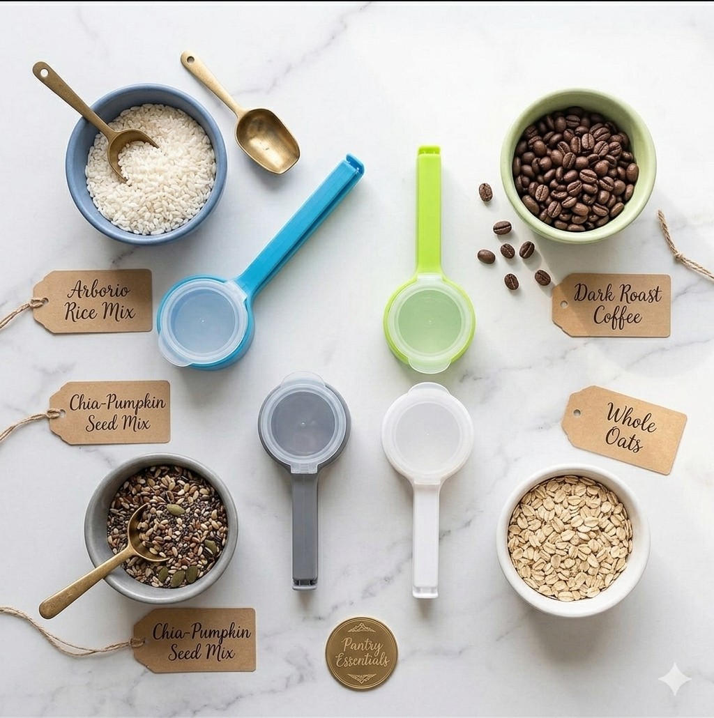 CLIP SELLADOR PRO (4 unidades): Vertido exacto para una cocina siempre impecable y organizada ¡Efectividad garantizada!