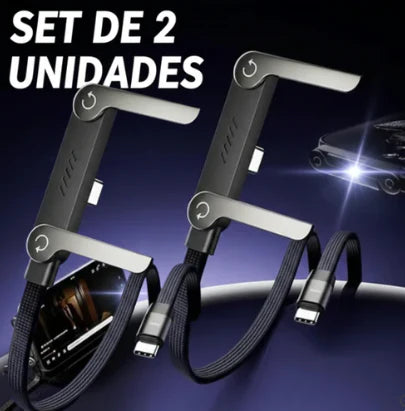 Cable Multicarga Premium con Soporte: Carga Rápida y Sin Enredos (Entrada Tipo C y iPhone)