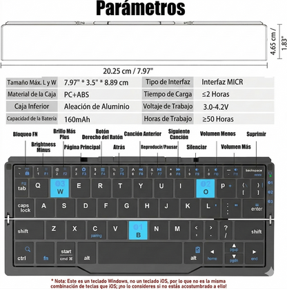 TECLADO PLEGABLE B.O.W 3-EN-1 - Teclado plegable premium para máxima productividad móvil.